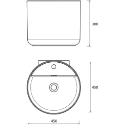 Waschbecken Monolith ROUND GLANZ-WEISS Ø 450 x 380 mm