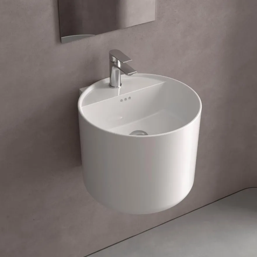 Waschbecken Monolith ROUND GLANZ-WEISS Ø 450 x 380 mm