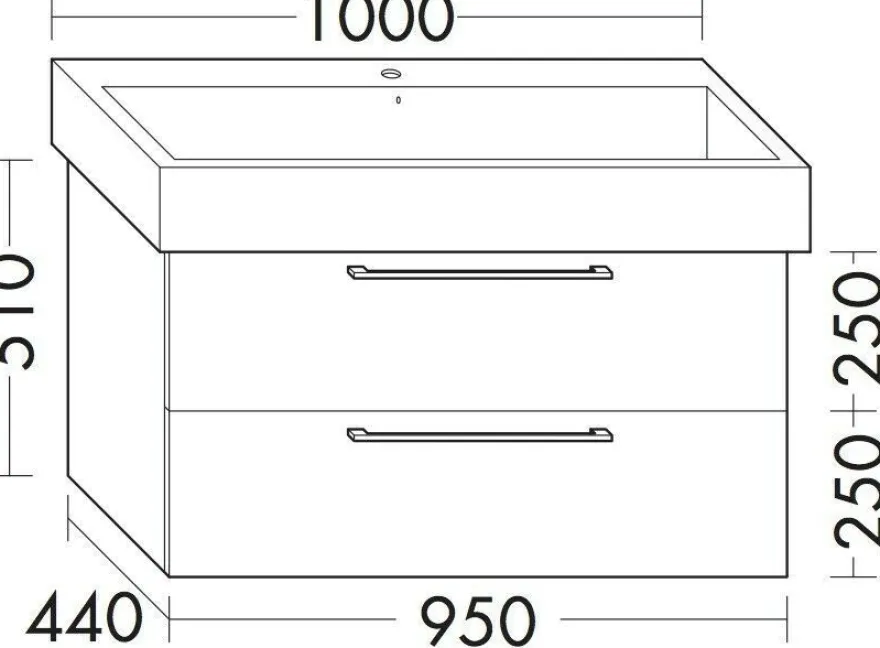 Waschtisch-Unterschrank Vero 100 cm, ohne Griff, Auswahl in Lack u. Holzoptik