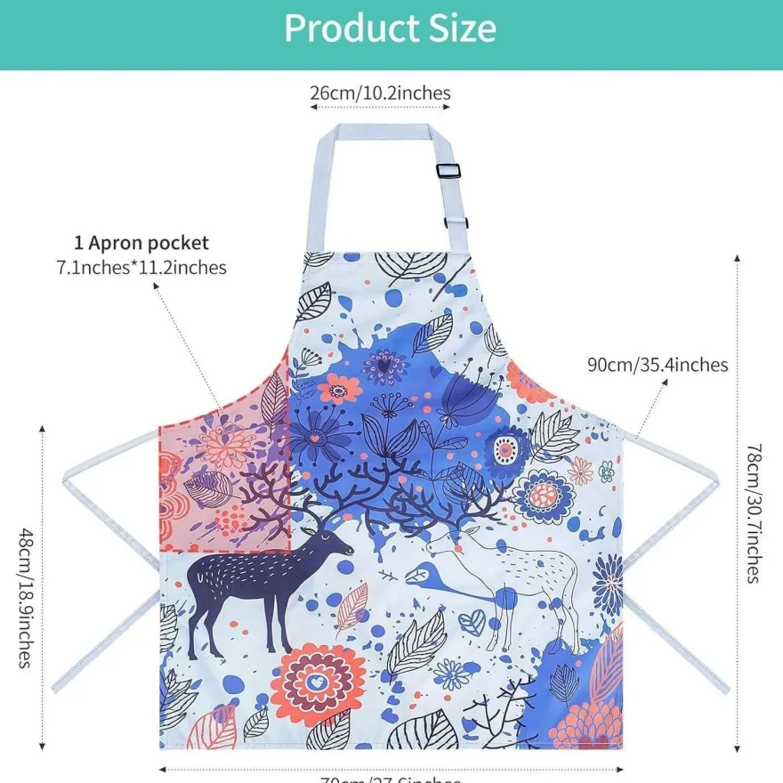 Wasserdichte Kochschürze mit Taschen und verstellbarem Gurt, 67 * 75CM
