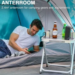 Wasserdichtes Kuppelzelt für 4 Personen mit Vorzelt Blau Camping Zelt