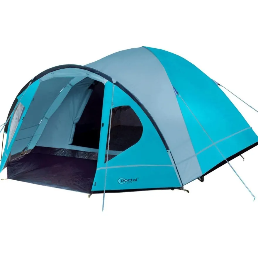 Wasserdichtes Kuppelzelt für 4 Personen mit Vorzelt Blau Camping Zelt
