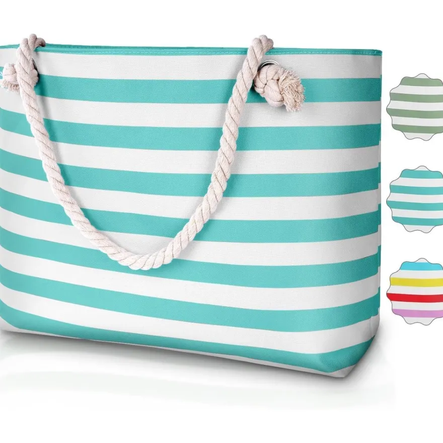 Wasserdichte Strandtasche XXL Damen Beach Tote Bag, Reißverschluss, Familien