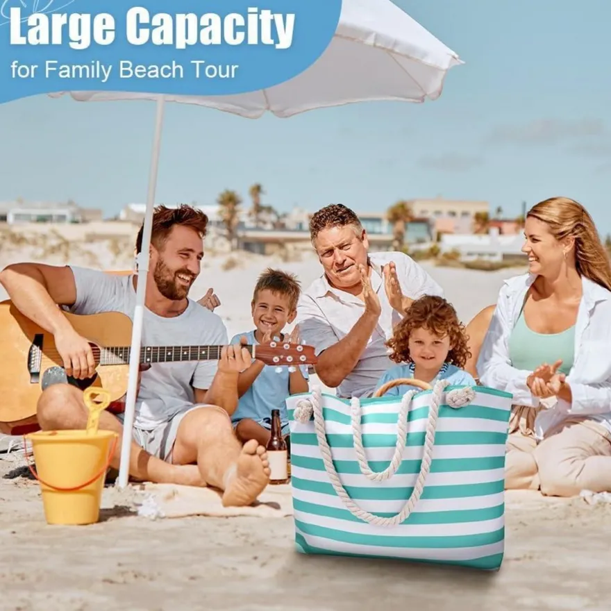 Wasserdichte Strandtasche XXL Damen Beach Tote Bag, Reißverschluss, Familien