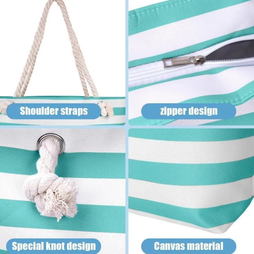 Wasserdichte Strandtasche XXL Damen Beach Tote Bag, Reißverschluss, Familien