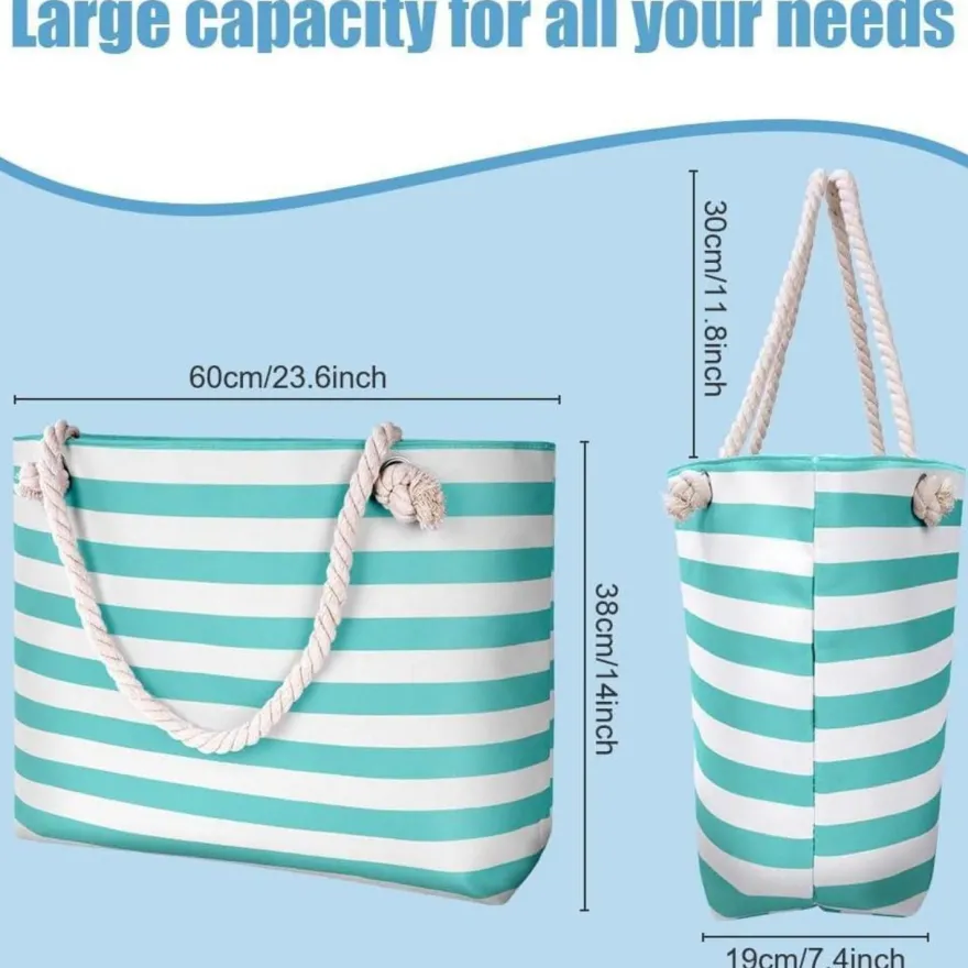 Wasserdichte Strandtasche XXL Damen Beach Tote Bag, Reißverschluss, Familien