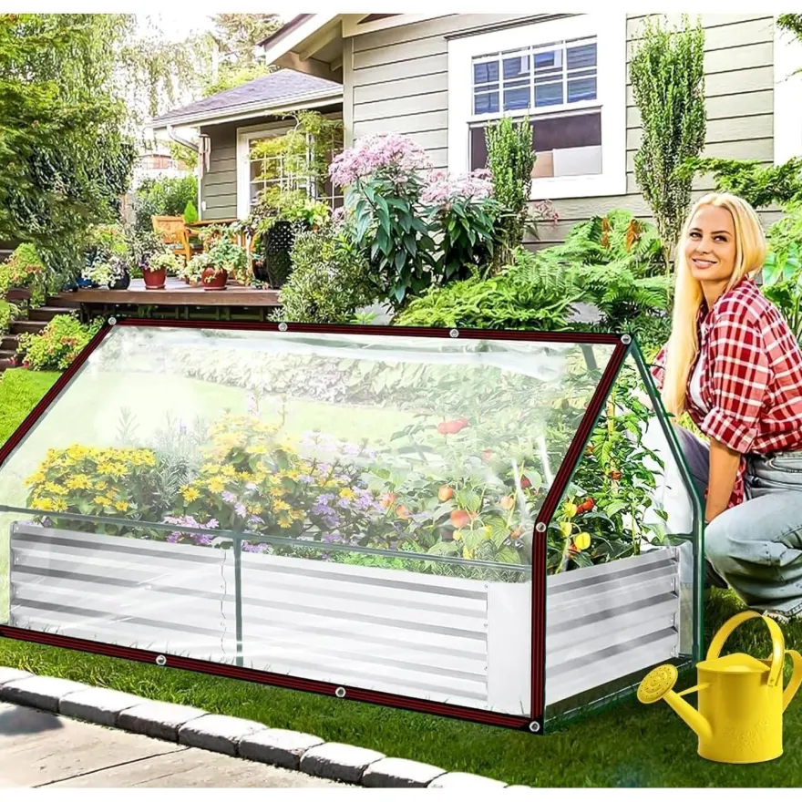 Wasserdichte Transparente Abdeckplane mit Ösen 2x5m Garten Möbel Schutz