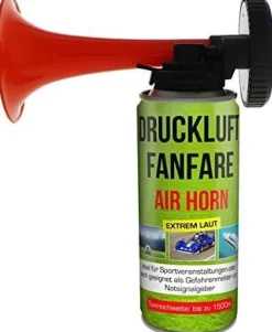 weg-ist-weg-com Druckluftfanfare Air Horn je 210ml, bis zu 60 Signale, Fanfare f