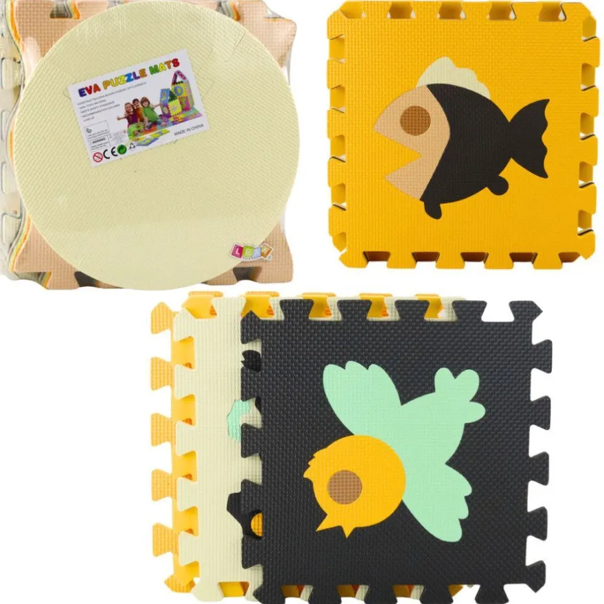 Weiche Puzzle-Lernmatte EVA-Schaumstoff Tiere Braun 16-tlg