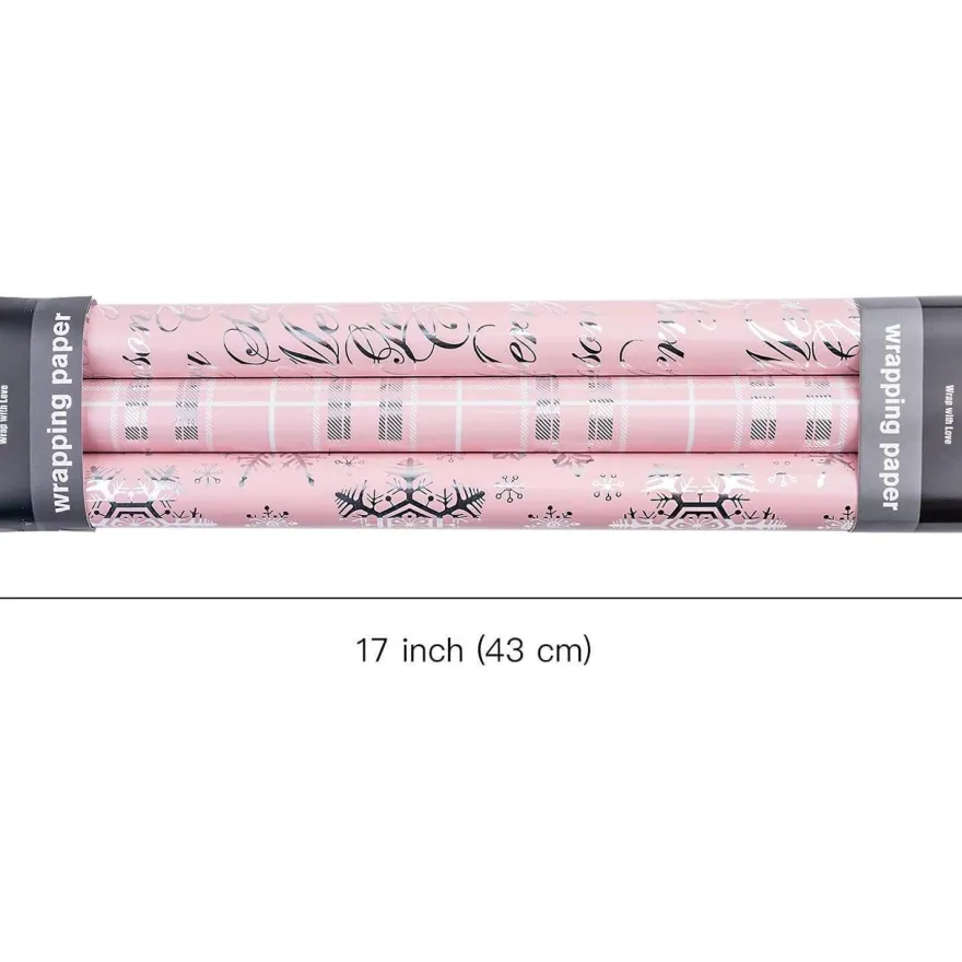 Weihnachts-Geschenkpapierrolle Mini-Rolle 3 Rollen 43,2 cm x 305 m pro Rolle