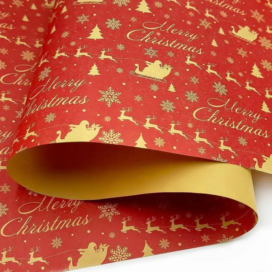 Weihnachtsgeschenkpapierrolle Kraftpapier Weihnachtsmann Elch 43cm x 20m