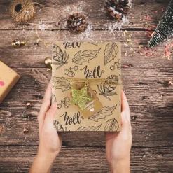 Weihnachtspapierrolle Kraftpapier Schwarze Weihnachtselemente 4 Rollen 76cm x