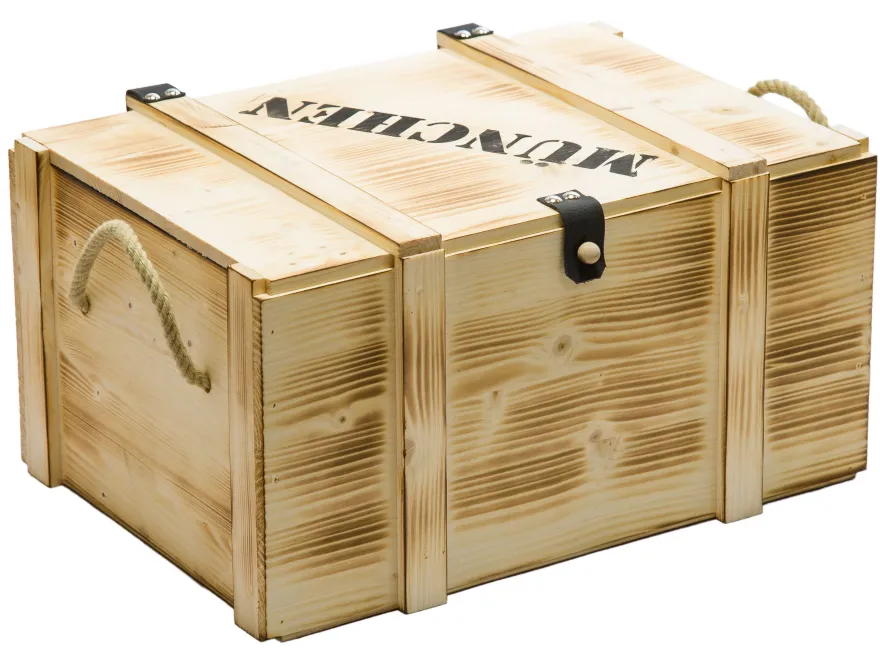 Weinbox 6er geflammt inkl. Holzwolle Weinkiste Geschenkekiste Holzkiste Aufbewahru
