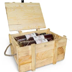 Weinbox 6er geflammt inkl. Holzwolle Weinkiste Geschenkekiste Holzkiste Aufbewahru