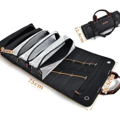 Welkinland Werkzeugrolle zum Aufrollen mit 13 Taschen, 5 davon mit