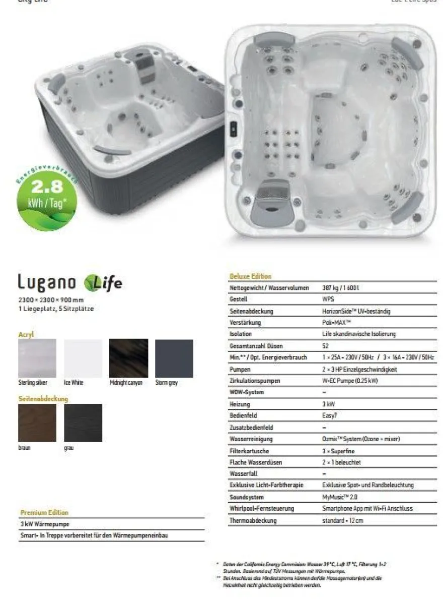 Wellis Cityline Lugano Life 6 Personen Premium-Whirlpool 230 × 230 × 94 cm