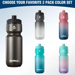 WEMEET Fahrrad Trinkflasche 2er-Pack, Auslaufsichere Squeeze Sportflasche mit