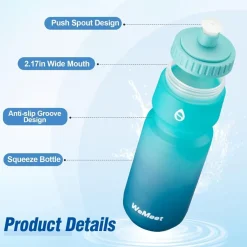 WEMEET Fahrrad Trinkflasche 2er-Pack, Auslaufsichere Squeeze Sportflasche mit
