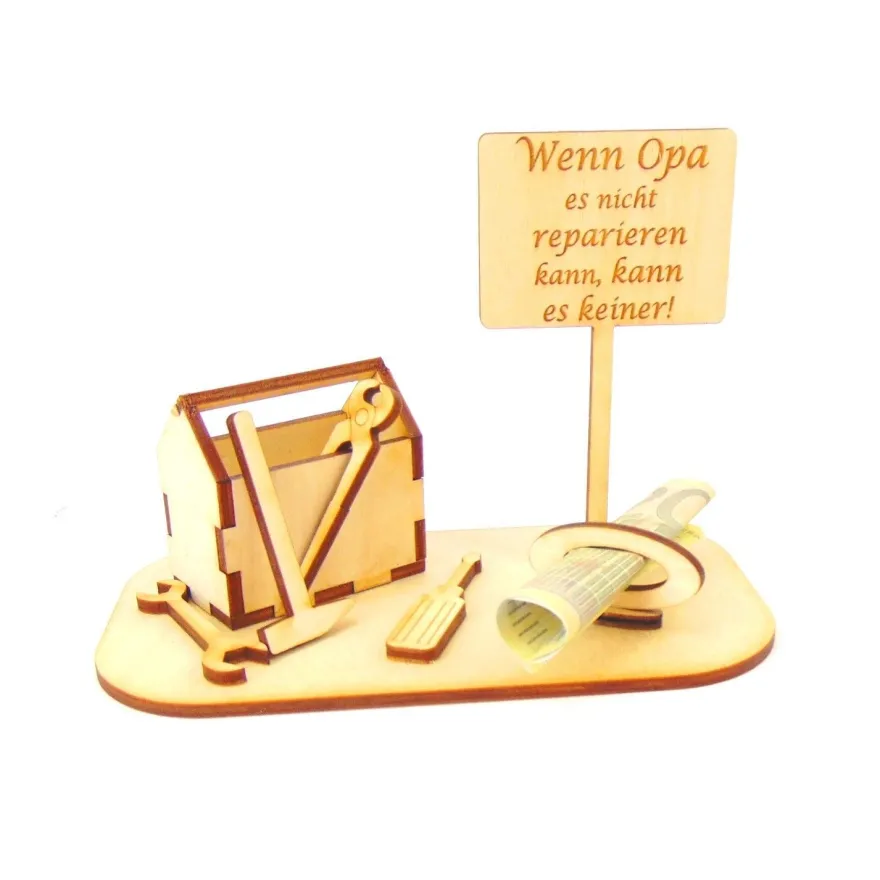 Werkzeugkasten Geldgeschenk und/ oder Gutschein Geschenk aus Holz Personalisiert-K21-