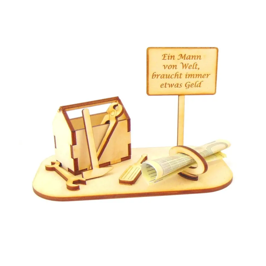 Werkzeugkasten Geldgeschenk und/ oder Gutschein Geschenk aus Holz Personalisiert-K21-