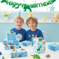 Wernnsai Dinosaurier Geschenkpapier, 1 Rolle Dino Geschenkpapier für
