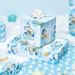 Wernnsai Geschenkpapier mit Teddybären, Sternen und Wolken - Ideal für