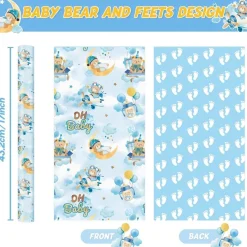 Wernnsai Geschenkpapier mit Teddybären, Sternen und Wolken - Ideal für
