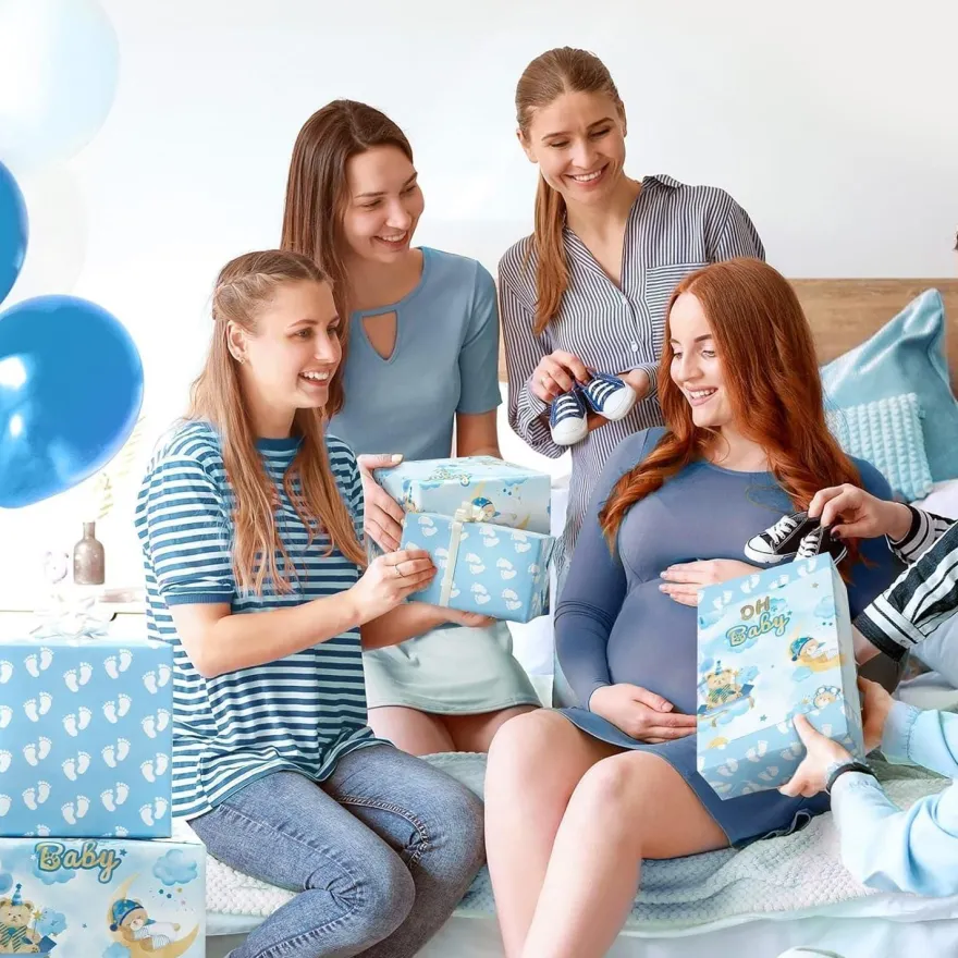 Wernnsai Geschenkpapier mit Teddybären, Sternen und Wolken - Ideal für