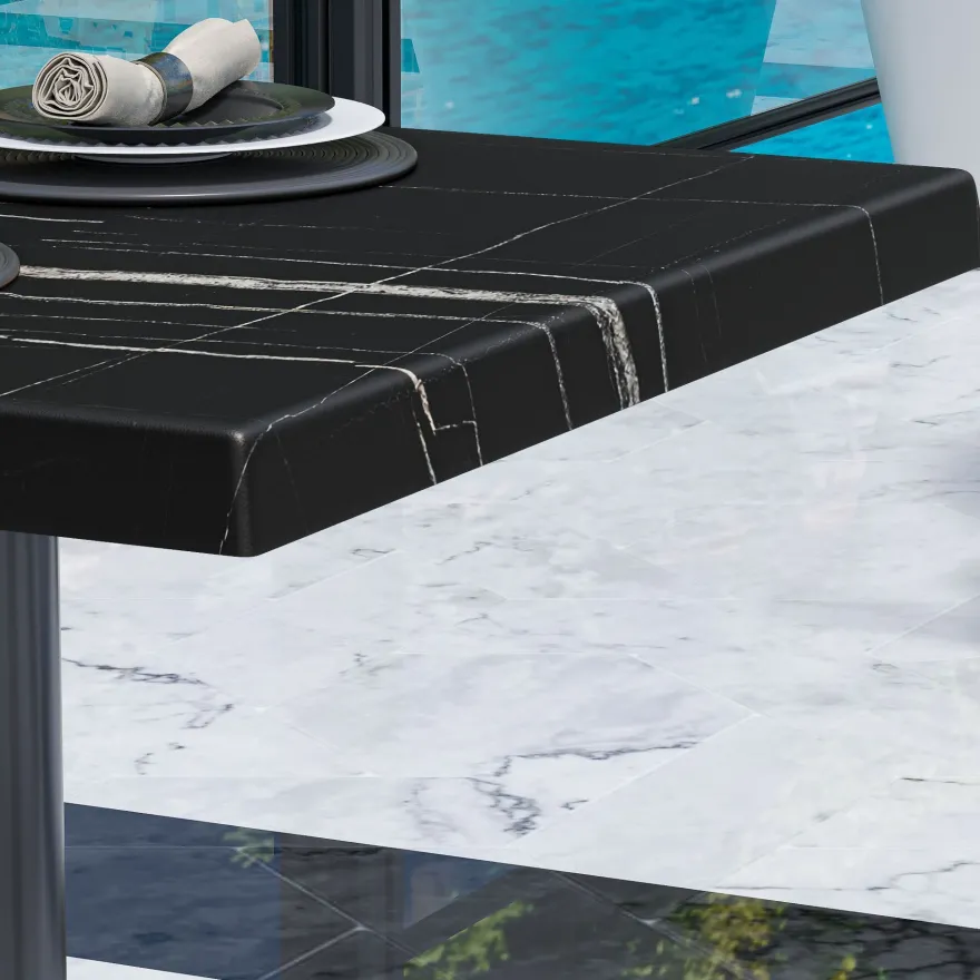 WERZA | Werzalit Tischplatte | 120x70cm | Schwarz Marmor | Topalit Tischplatte