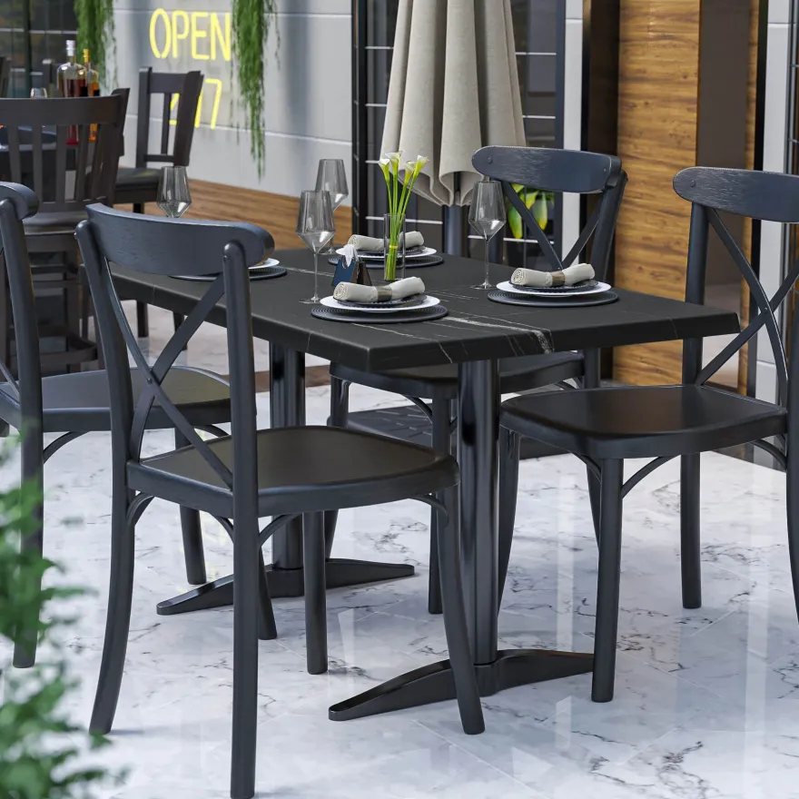 WERZA | Werzalit Tischplatte | 120x70cm | Schwarz Marmor | Topalit Tischplatte