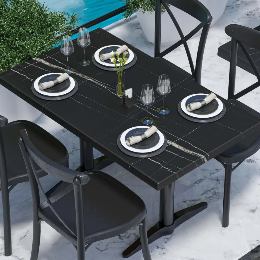 WERZA | Werzalit Tischplatte | 120x70cm | Schwarz Marmor | Topalit Tischplatte