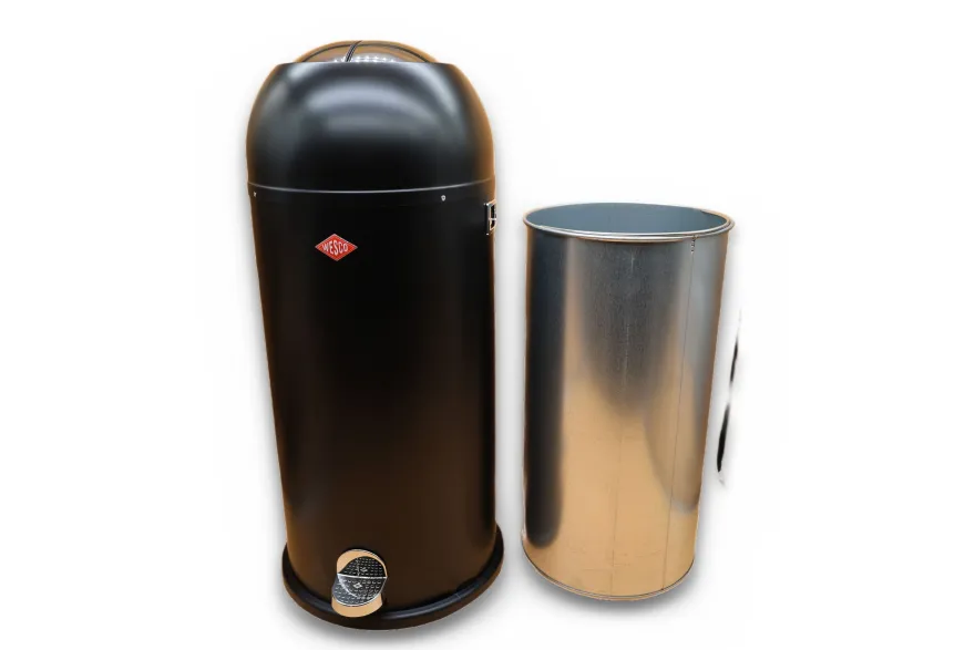 WESCO Kickmaster Maxi Abfallsammler 40 Liter Stahlblech mattschwarz Dämpfer