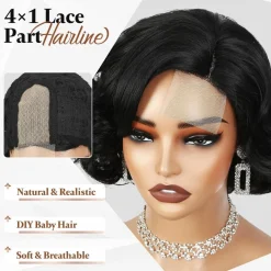 WIGNEE Kurze Lockige Glueless Perücke für Schwarze Frauen, Synthetik