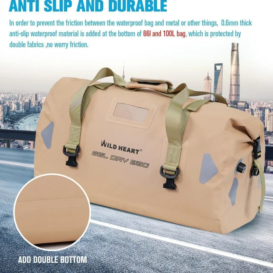 WILD HEART wasserdichte Reisetasche 100L Khaki - Ideal für Outdoor-Abenteuer