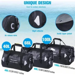 WILD HEART wasserdichte Reisetasche, 66L, verschweißte Nähte, Schultergurte