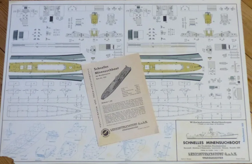 Wilhelmshavener Modell Modellbaubogen 1216 Schnelles Minensuchboot 1:250