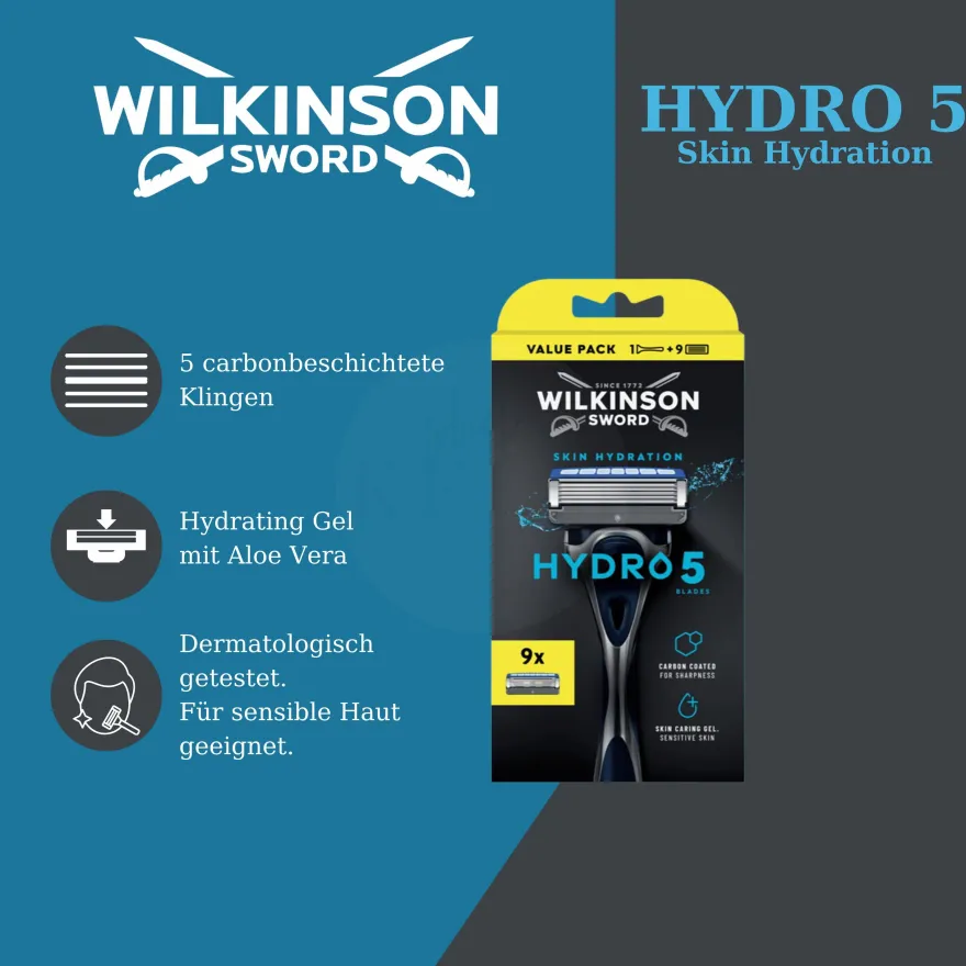 Wilkinson Sword Hydro 5 Skin Hydration Rasierer + 9 Ersatzklingen