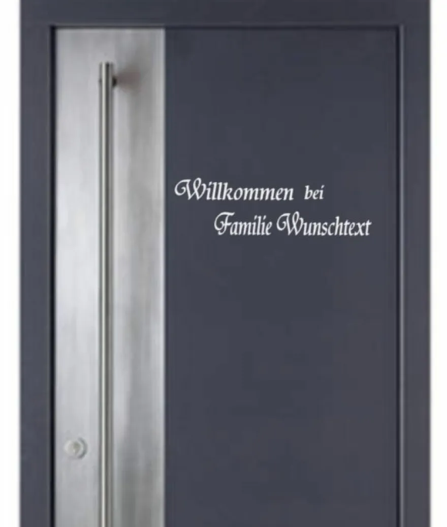 Willkommen bei Wunschtext Aufkleber Haustüraufkleber Türschild Wunschname 184/5