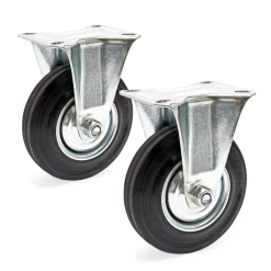 Wiltec Bockrollen Set 2x Transportrolle Vollgummirad 125mm 100kg Metallfelge