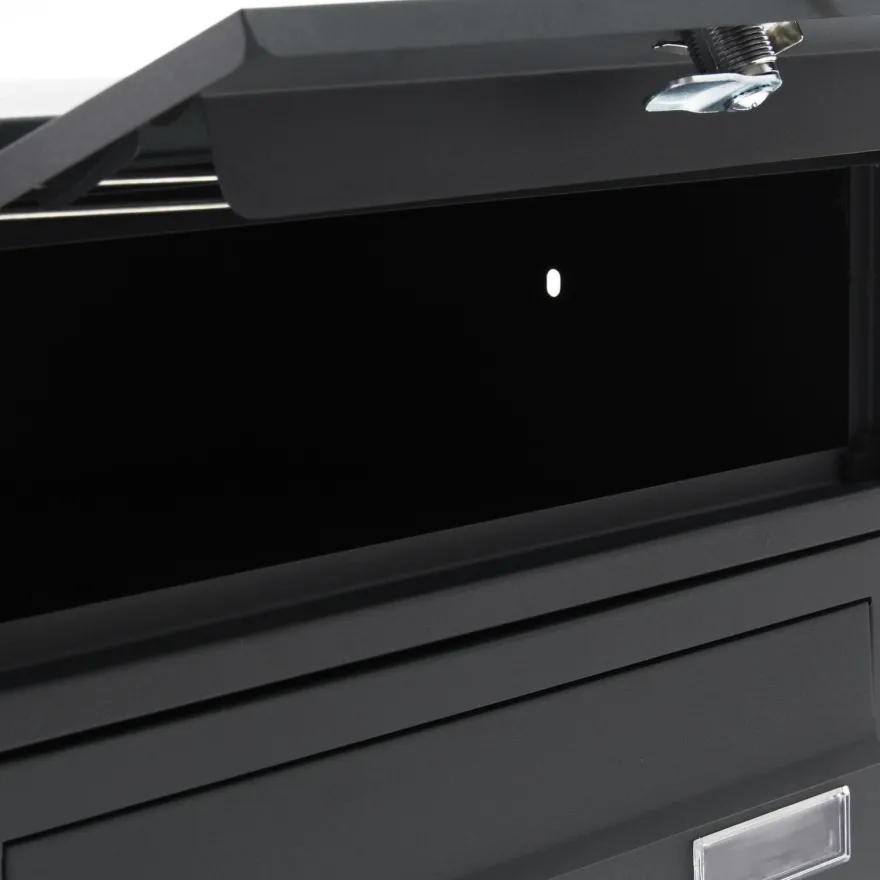 Wiltec 3er Briefkastenanlage Anthrazit 556x270x1200mm Standbriefkasten Post