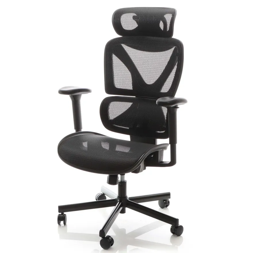 Wiltec Ergonomischer Bürostuhl Kopfstütze 150kg Schreibtischstuhl Drehstuhl