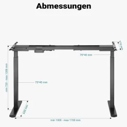 Wiltec Höhenverstellbarer Schreibtisch Zweimotorig Gestell Schreibtischrahmen