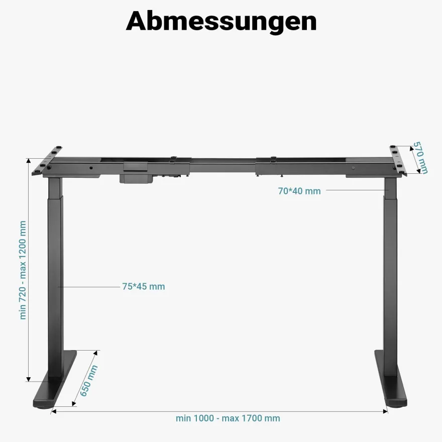 Wiltec Höhenverstellbarer Schreibtisch Zweimotorig Gestell Schreibtischrahmen