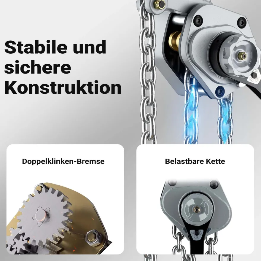 Wiltec Mini Hebelzug bis 6t Handkettenzug 1,5m Hubhöhe Kettenzug Hebezeug