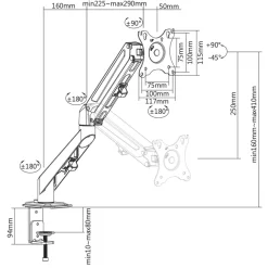 Wiltec Monitorhalterung Gasdruckfeder 17-27