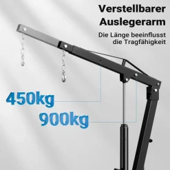 Wiltec Pickup Kran Ladekran 1800mm 900kg 360° Drehkranz Werkstatt Bodenmontage