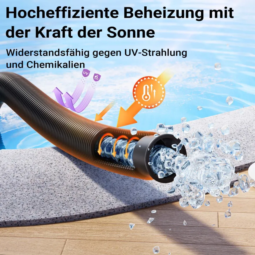 Wiltec Poolschlauch 12 m ?32 mm Solarschlauch mit Muffe Schwimmbadschlauch