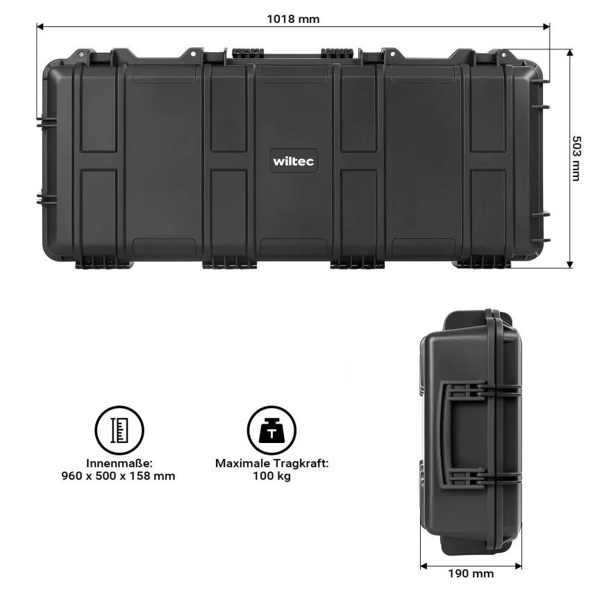 Wiltec Waffenkoffer 101,8x56,3x18,9cm Langwaffenkoffer Gewehrkoffer