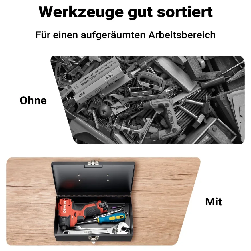 Wiltec Werkzeugkasten 284x160x78mm Stahl Werkzeugkoffer leer Werkzeugkiste