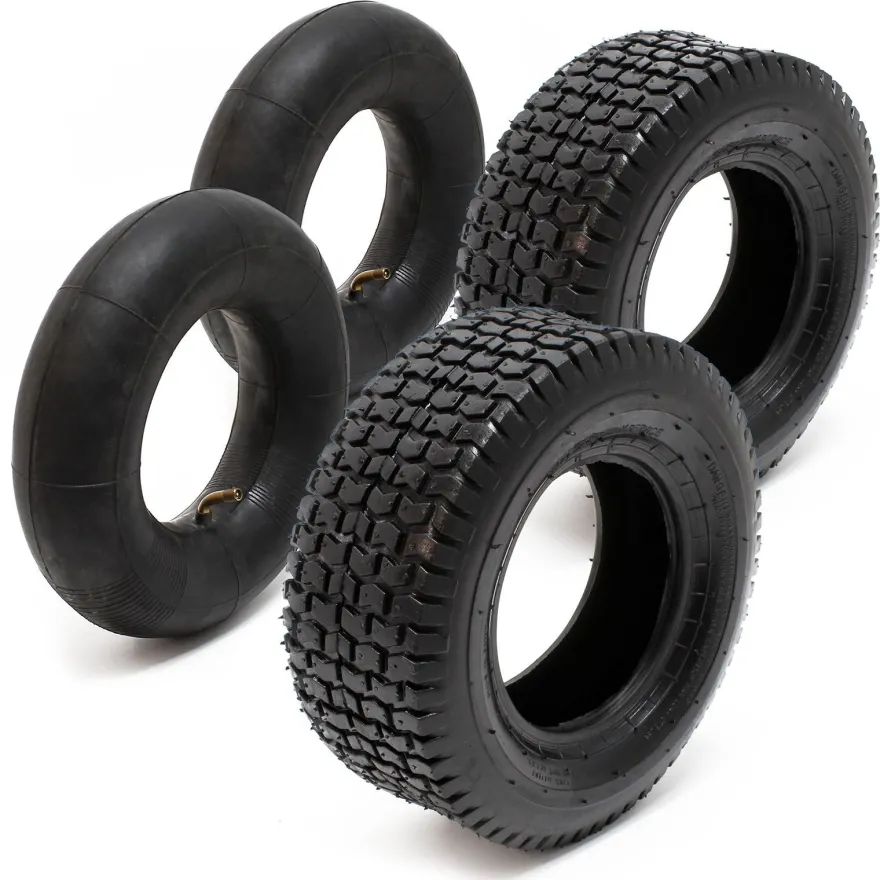 Wiltec 2xReifenmantel 2xSchlauch 15x6.00-6 4pr Winkelventil Rasentraktor Mäher